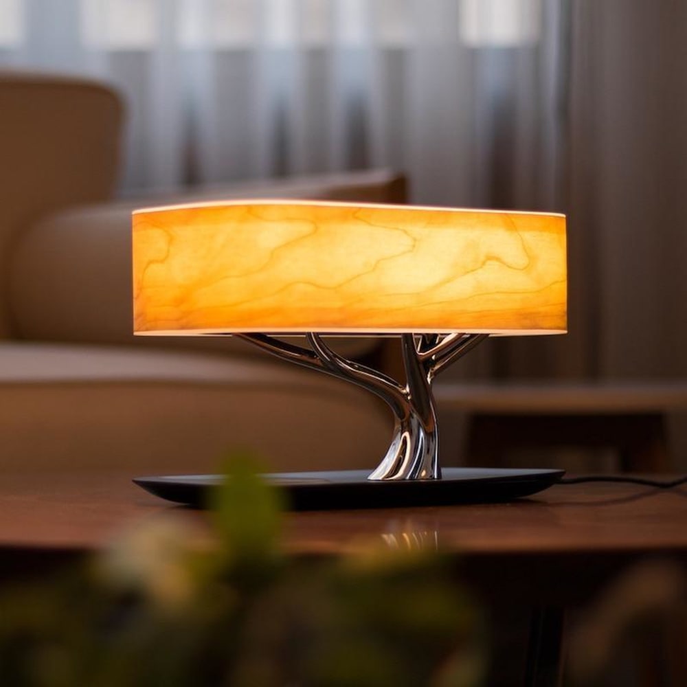 Lampe de chevet avec abat-jour bois