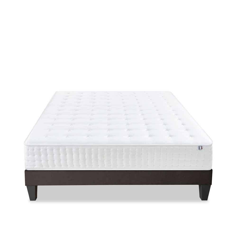 Ensemble matelas mousse sommier bois 140x190