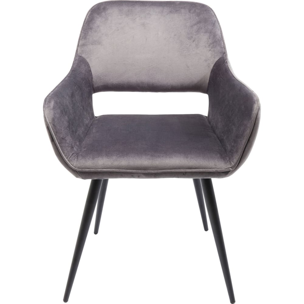 Silla con reposabrazos terciopelo gris