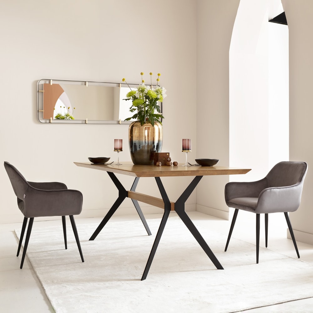 Silla con reposabrazos terciopelo gris - Maisons du Monde