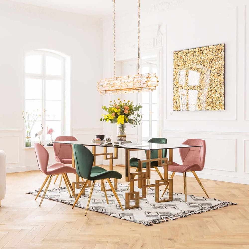 Stuhl in Samt-Optik, grün - Maisons Du Monde