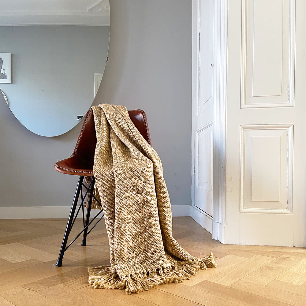 Plaid jaune vintage 125x150