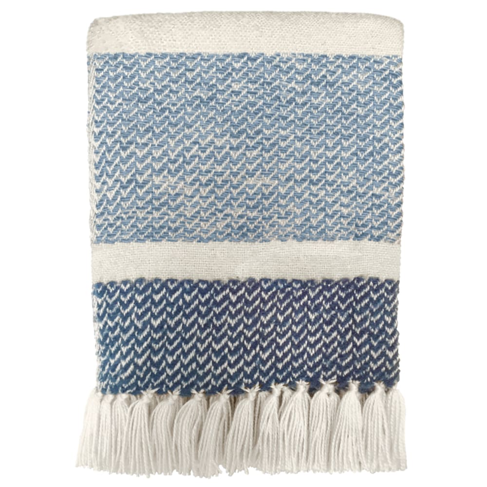 Plaid berbère granuleux bleu et blanc cassé 125x150 - Maisons du Monde