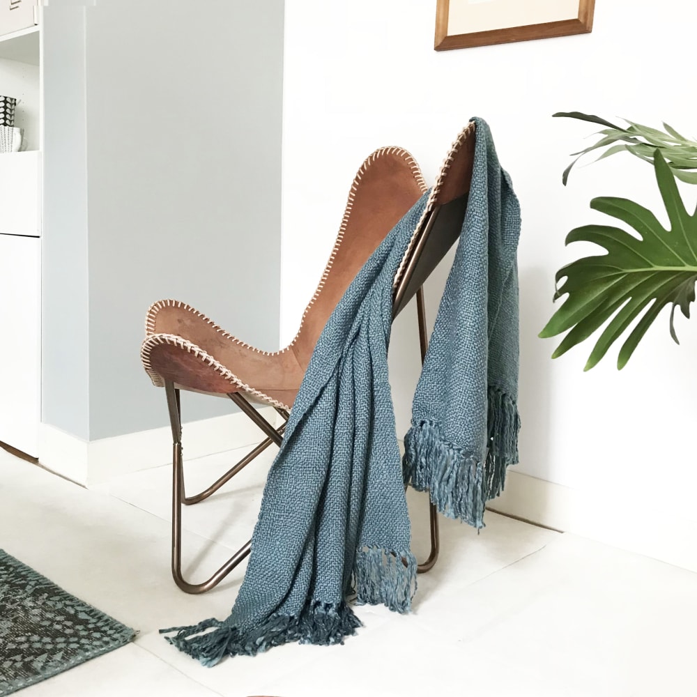 Plaid bleu plomb 125x150