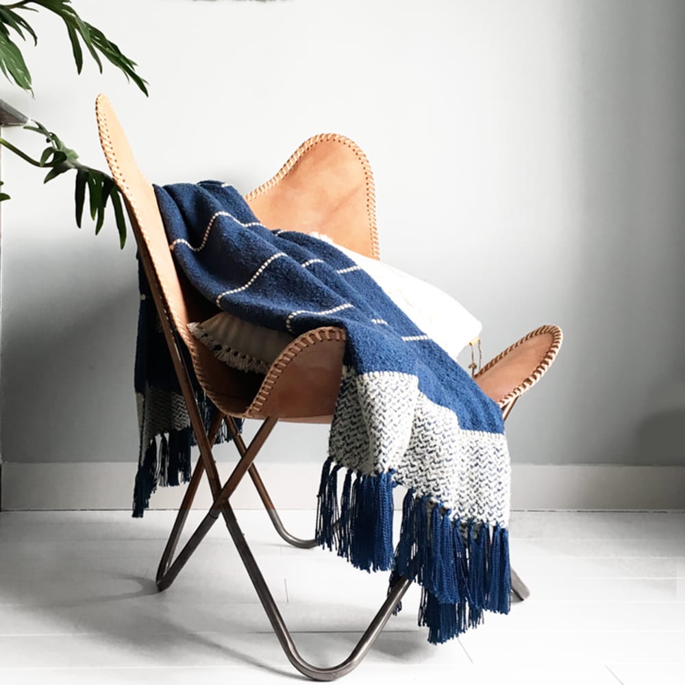 Plaid bleu foncé 125x150