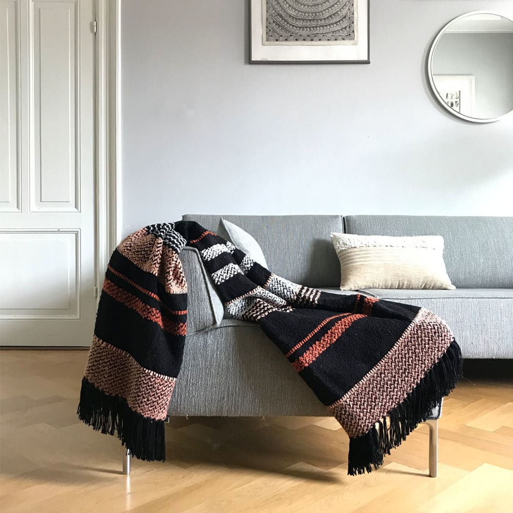 Plaid noir multicolore 125x150