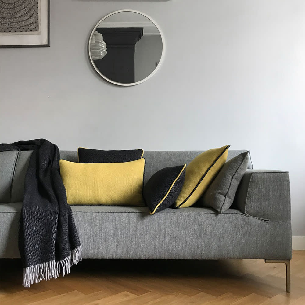 Plaid en laine recyclée noire crow  125x170