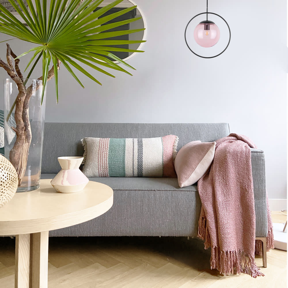 Plaid uni rose brumeux 125x150