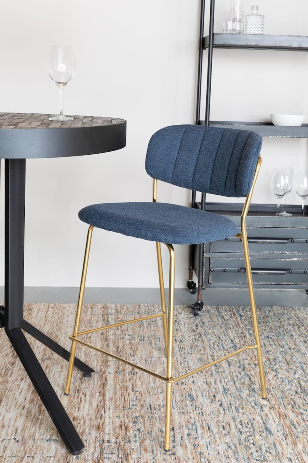 2er-Set Thekenhocker Stoff mit goldenem Gestell - Maisons Du