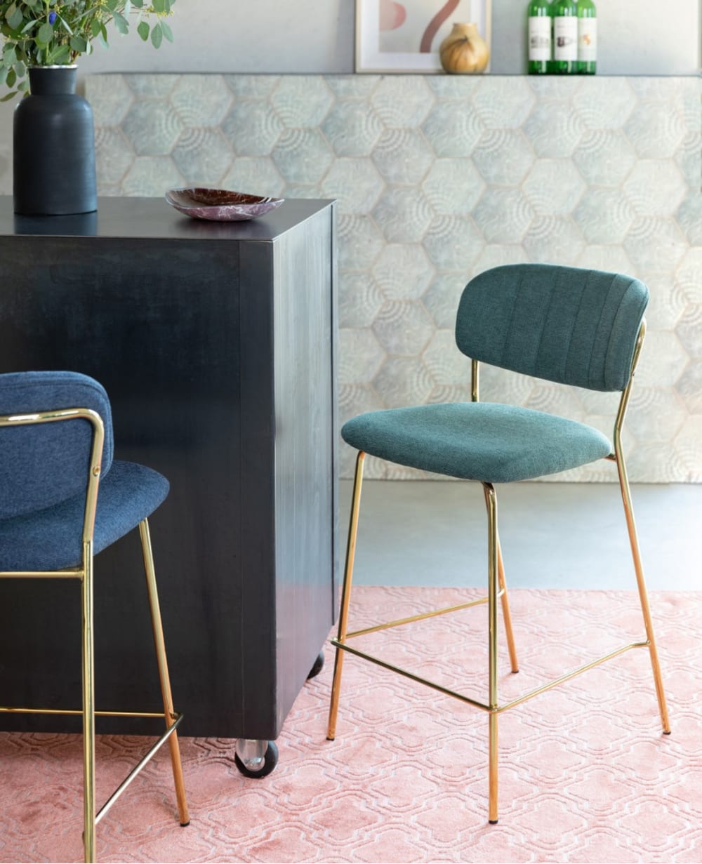 Lot de 2 tabourets de comptoir tissu vert foncé - Maisons du Monde