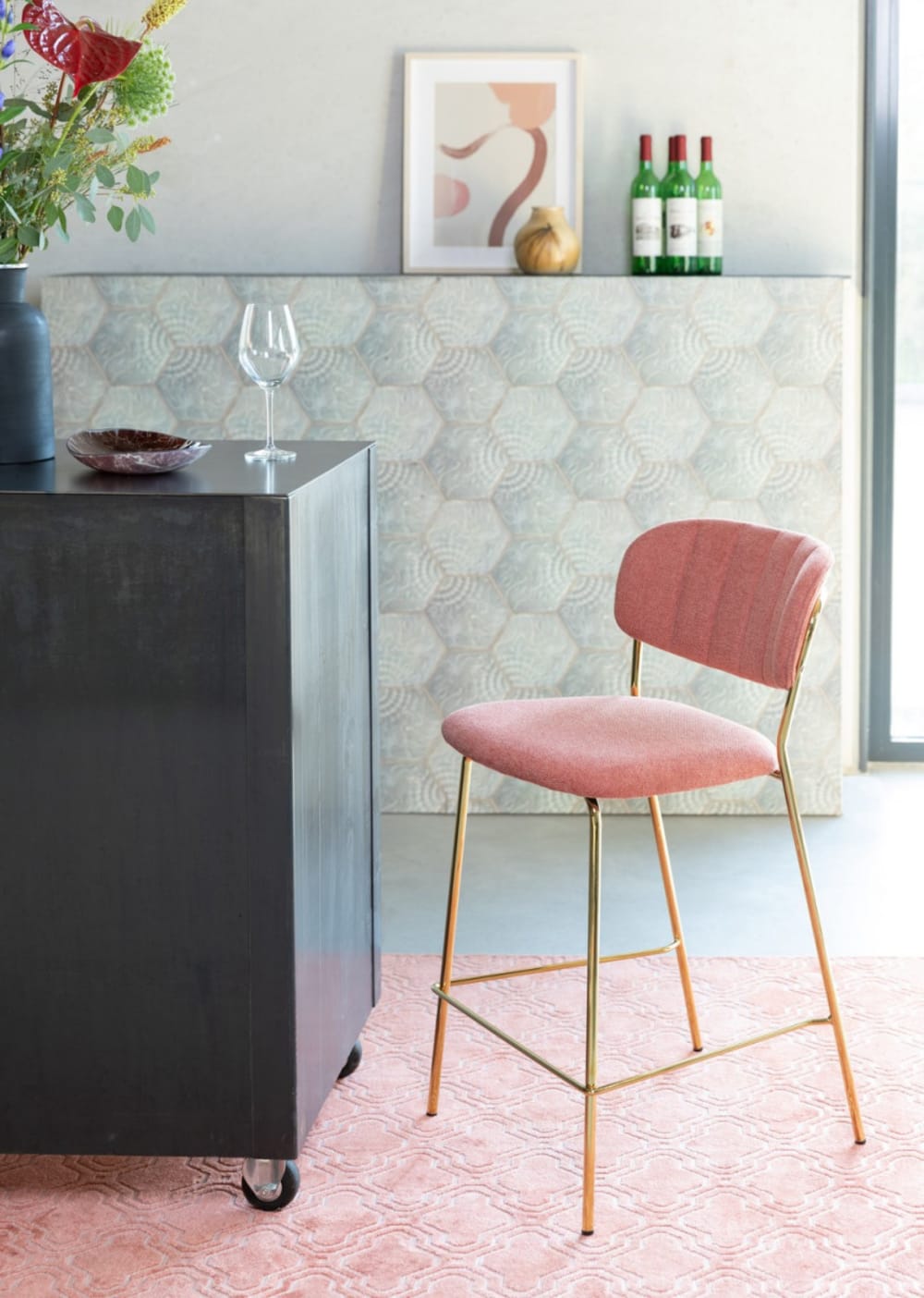 Lot de 2 tabourets de comptoir en tissu rose - Maisons du Monde