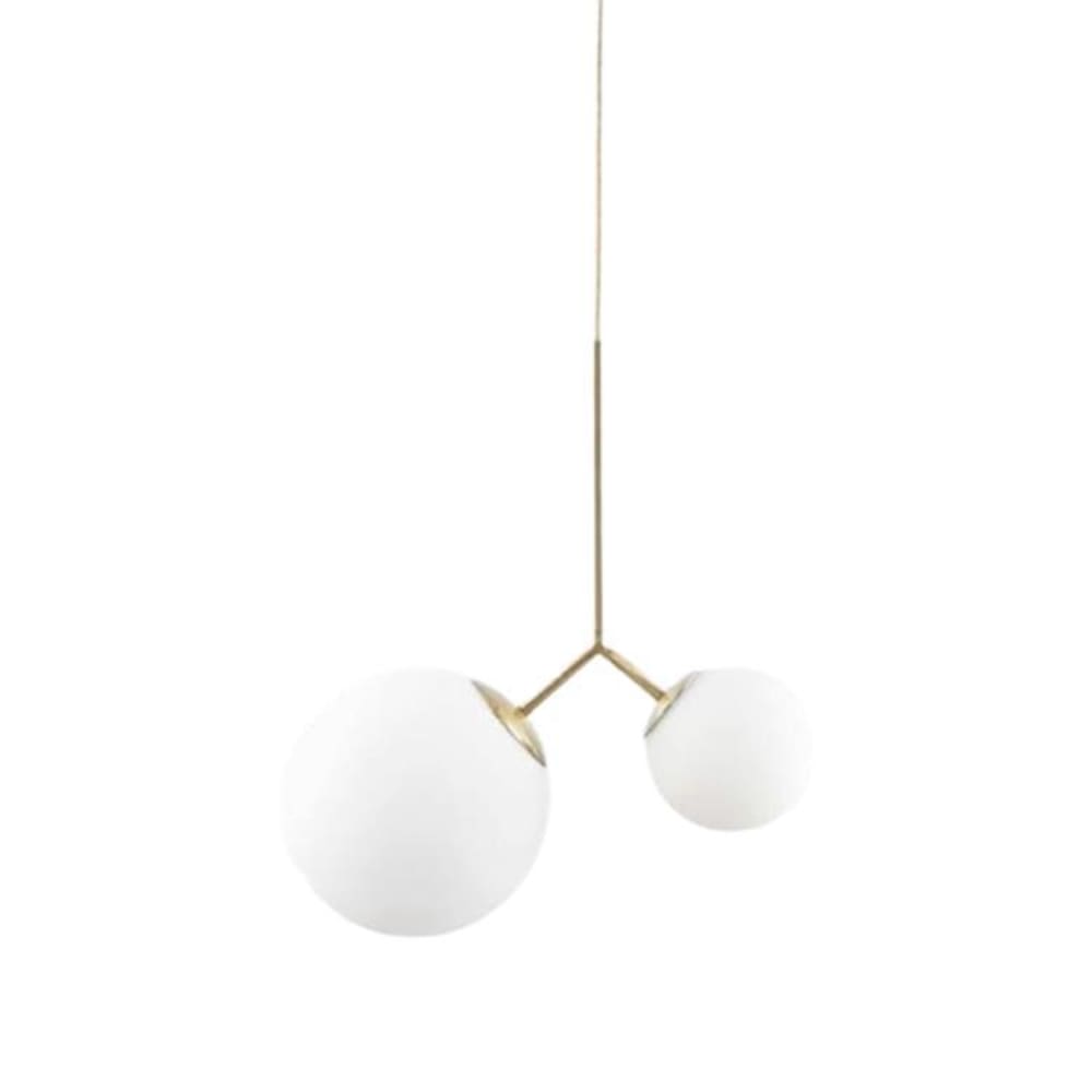 Suspension laiton en verre blanc