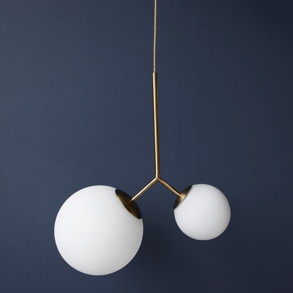 Suspension laiton en verre blanc - Maisons du Monde