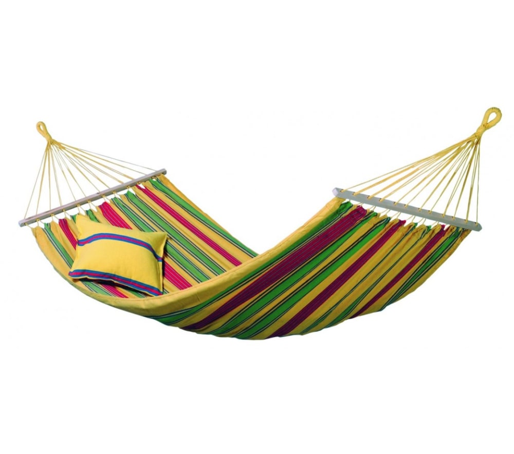 Hamac simple en tissu résistant jaune et vert