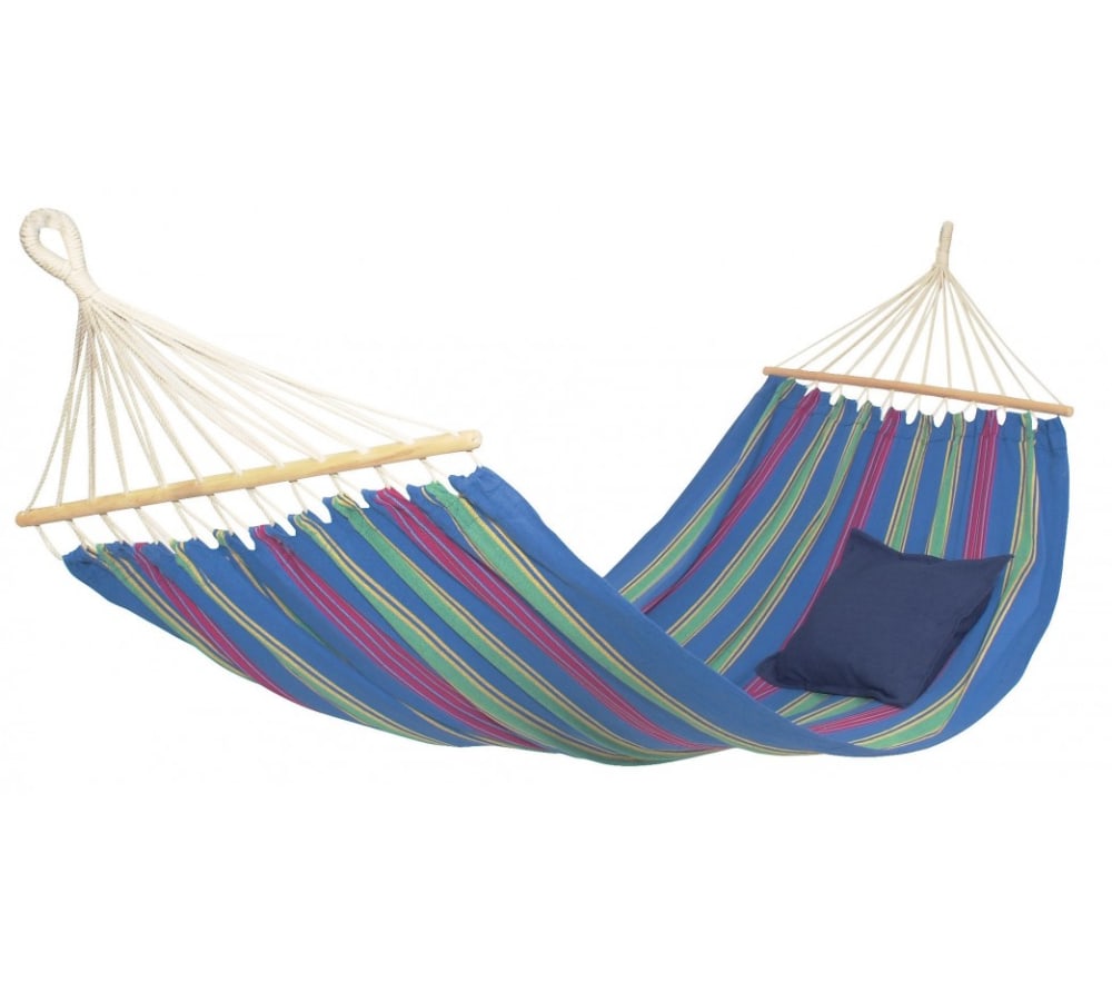 Hamac simple en tissu résistant bleu et rose