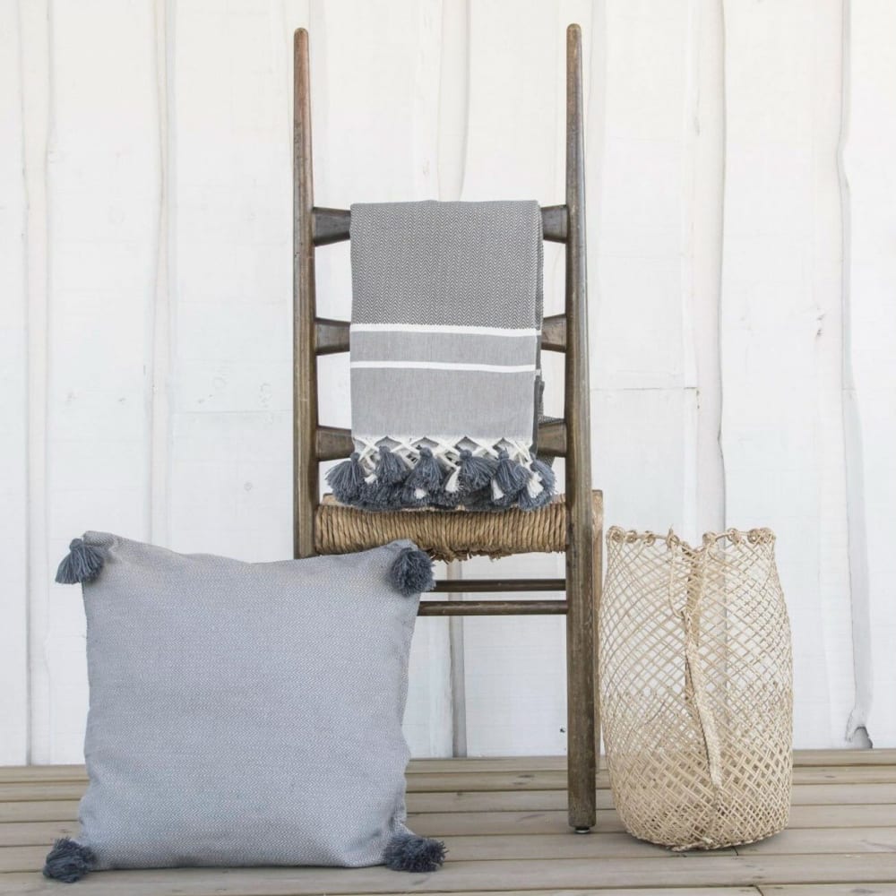 Plaid coton gris moyen 130x170 - Maisons du Monde