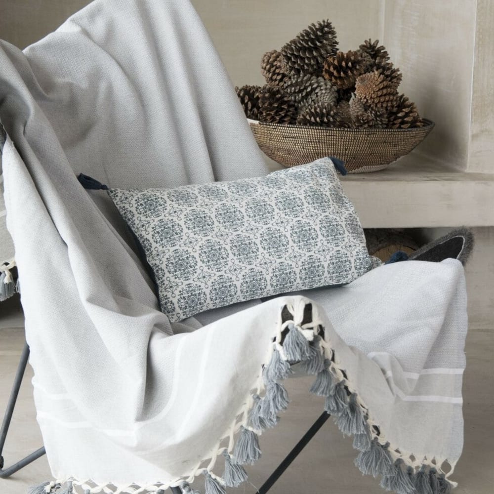 Plaid aus Baumwolle perlgrau - Maisons Du Monde