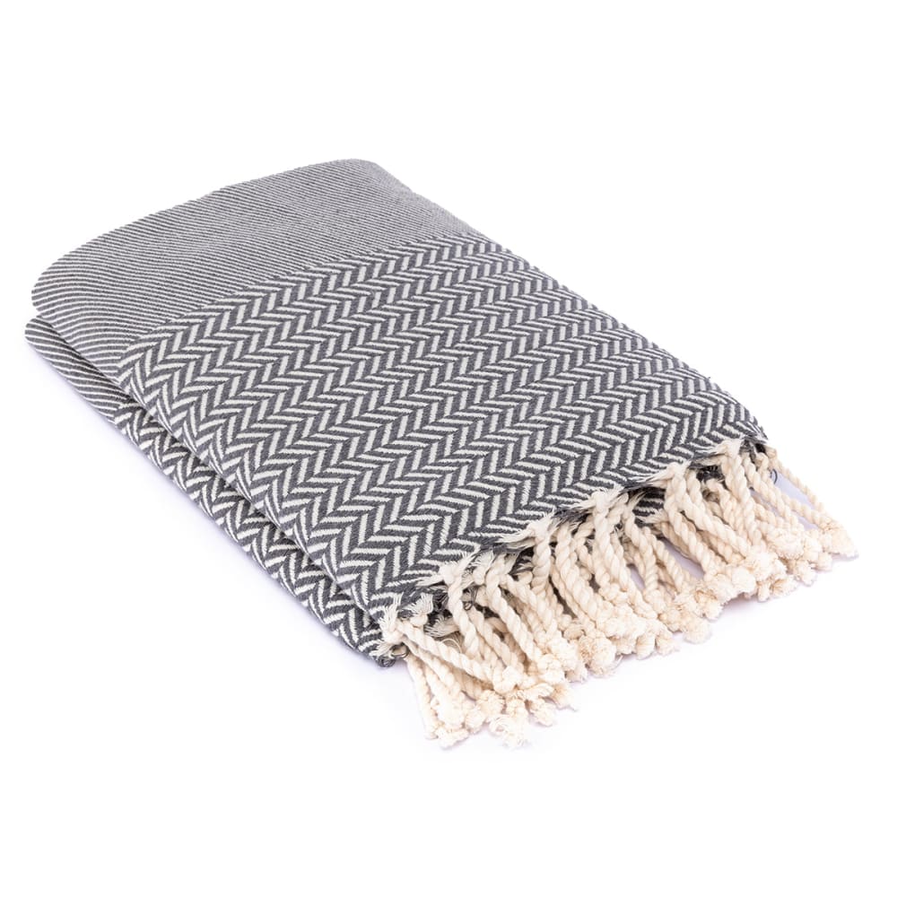 Plaid coton gris moyen 160x250