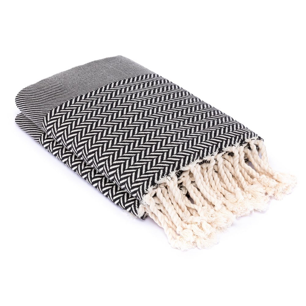 Plaid coton noir 160x250