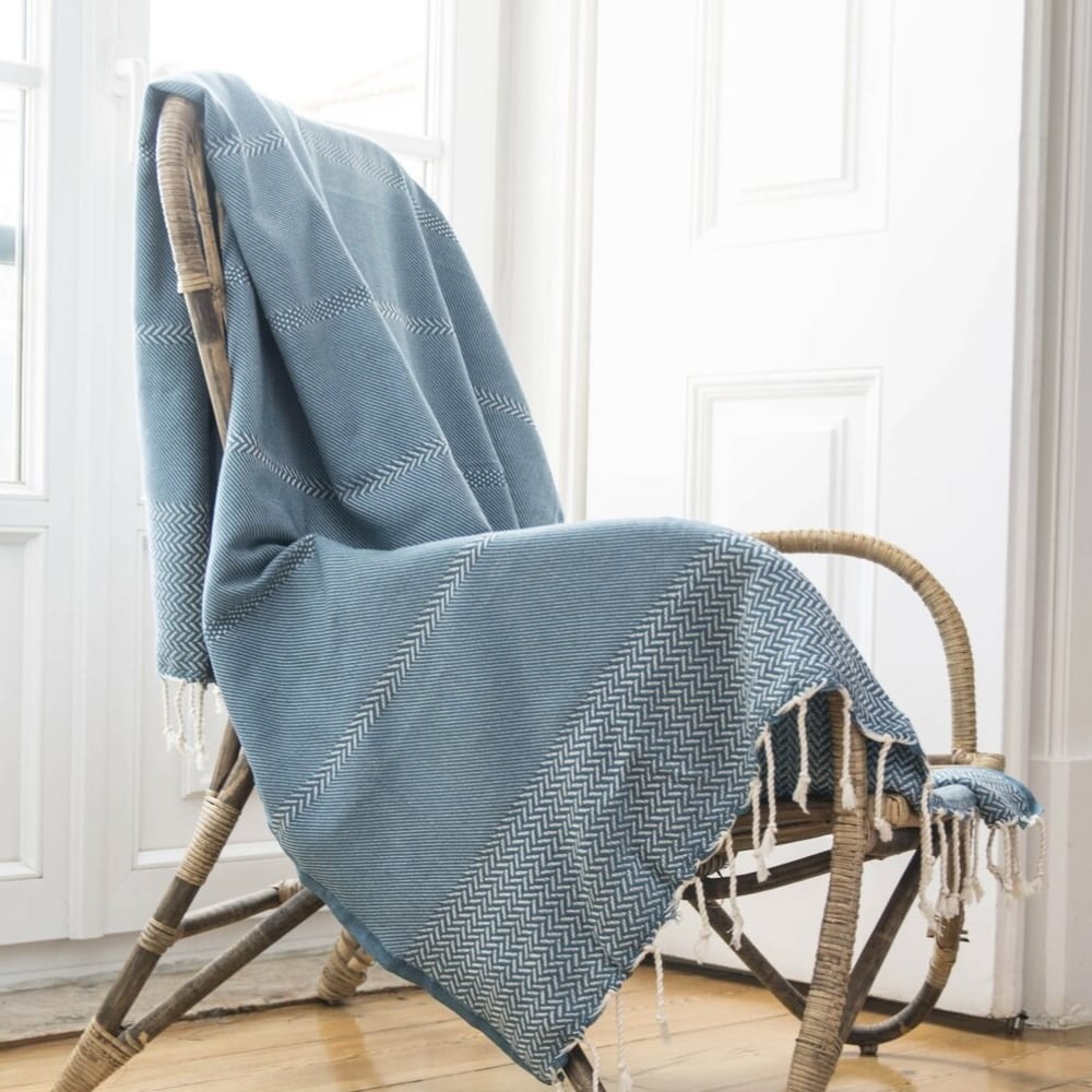 Plaid aus Baumwolle petrol - Maisons Du Monde