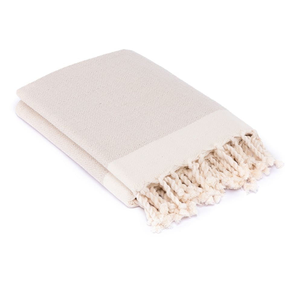 Plaid coton taupe clair & écru 160x250