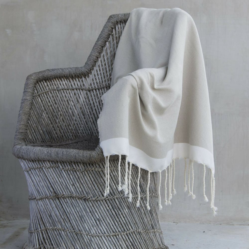 Plaid aus Baumwolle helles taupe / ecru - Maisons Du Monde