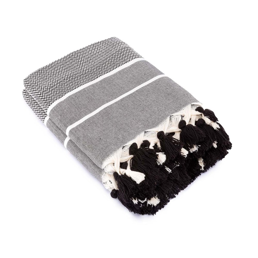 Plaid coton noir 160x250