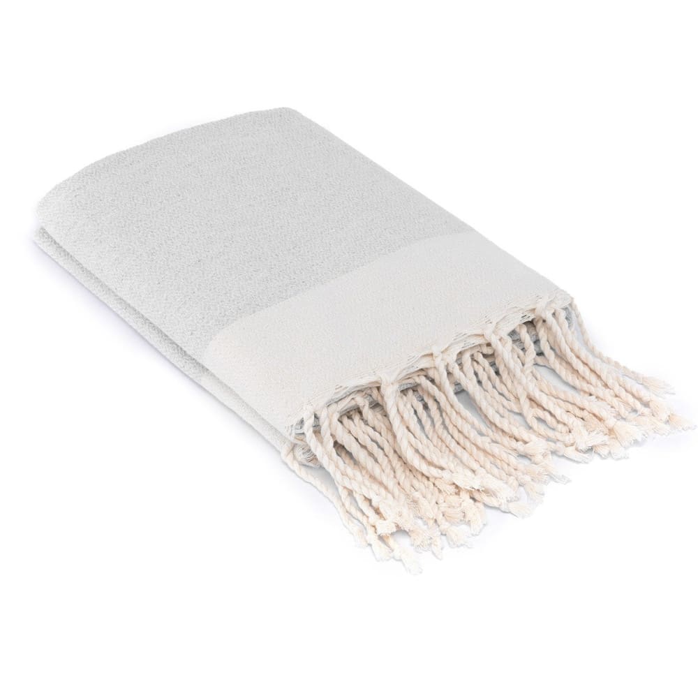 Plaid coton gris perle & écru 130x170