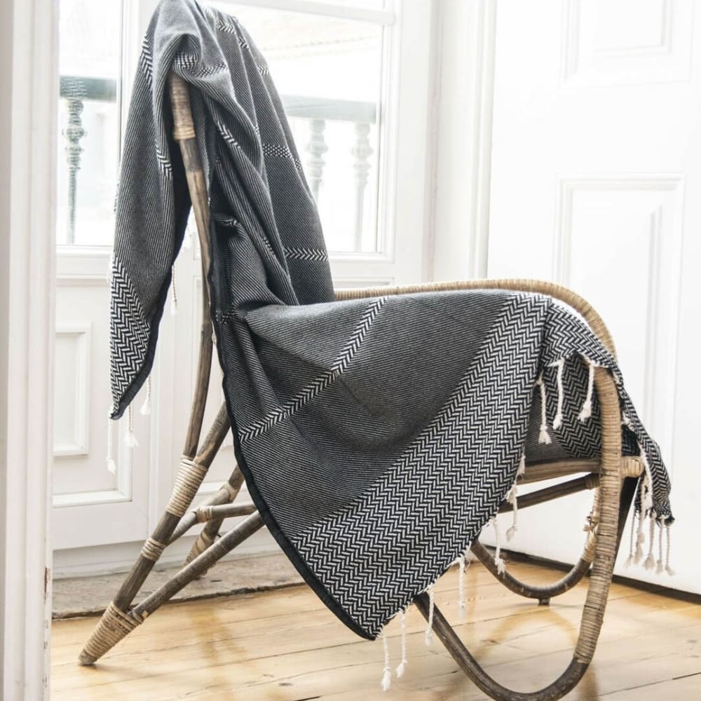 Manta plaid algodón negro 130x170 - Maisons du Monde
