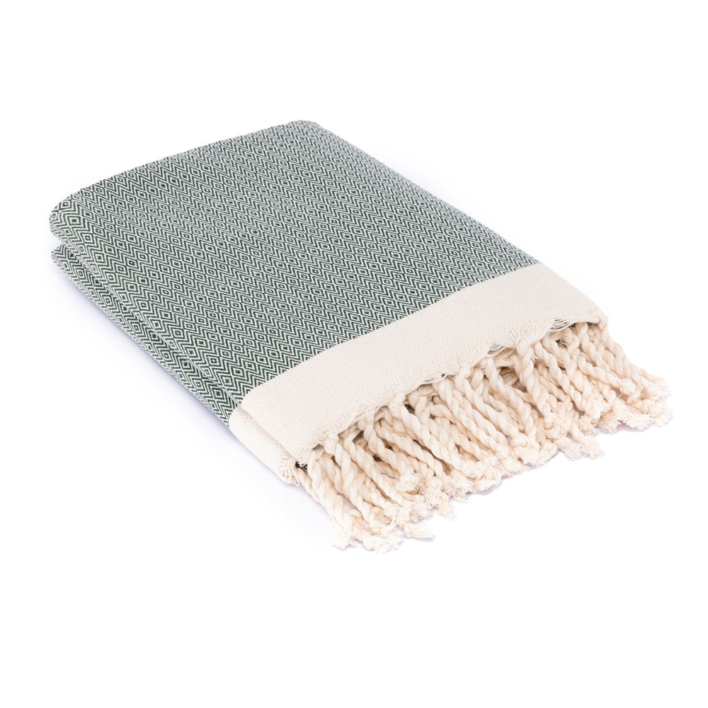 Plaid coton vert kaki 160x250