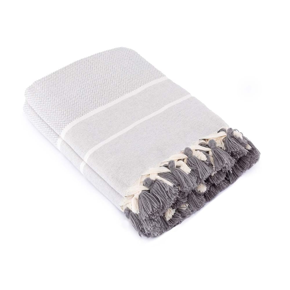 Plaid coton gris perle 160x250