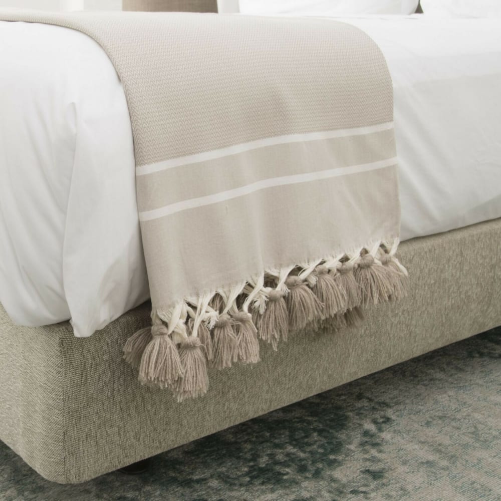 Manta plaid algodón topo claro 160x250 - Maisons du Monde