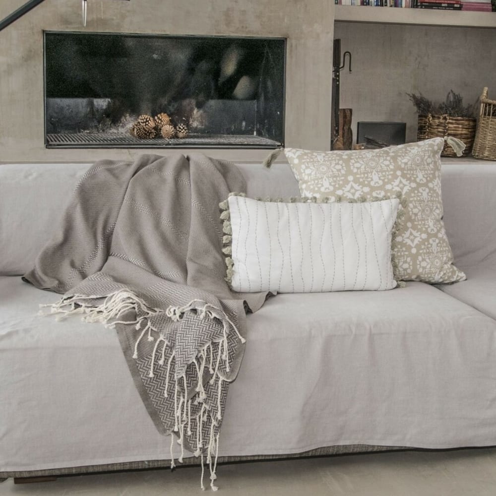 Manta plaid algodón topo 160x250 - Maisons du Monde