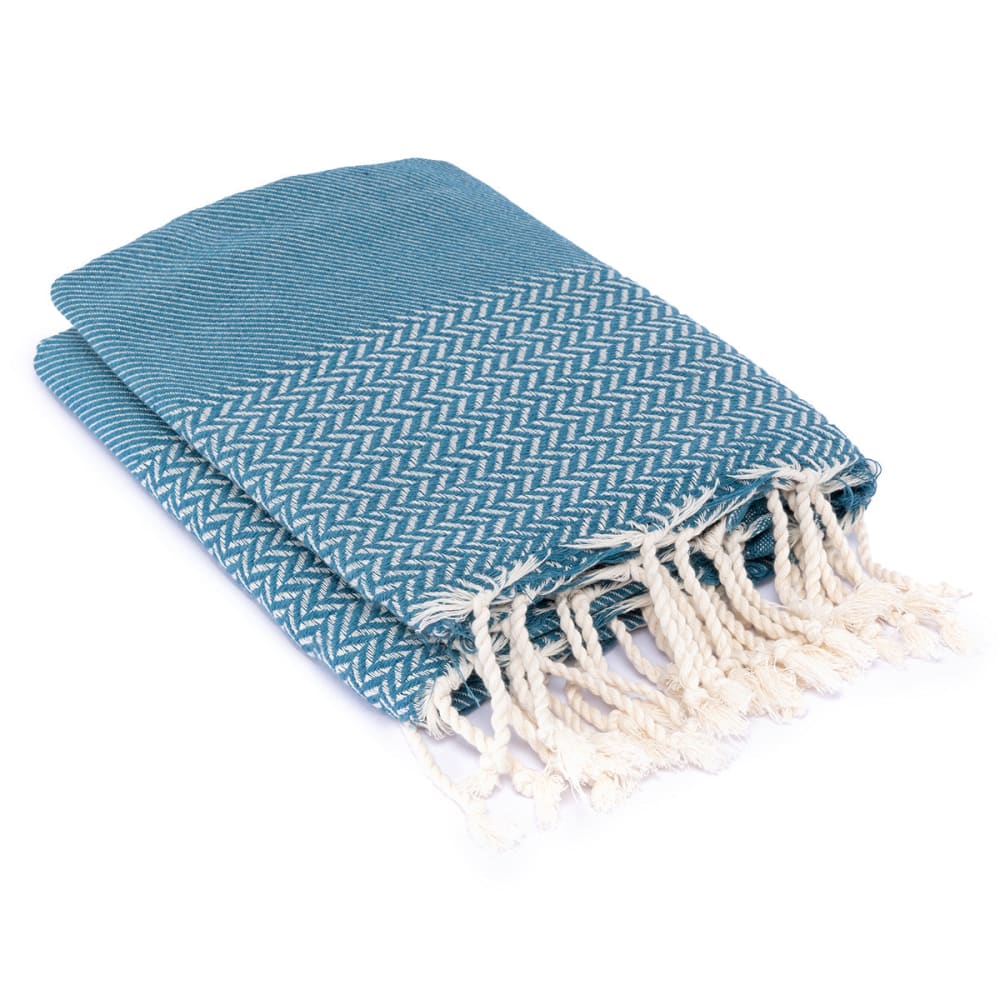 Plaid coton bleu pétrole 160x250