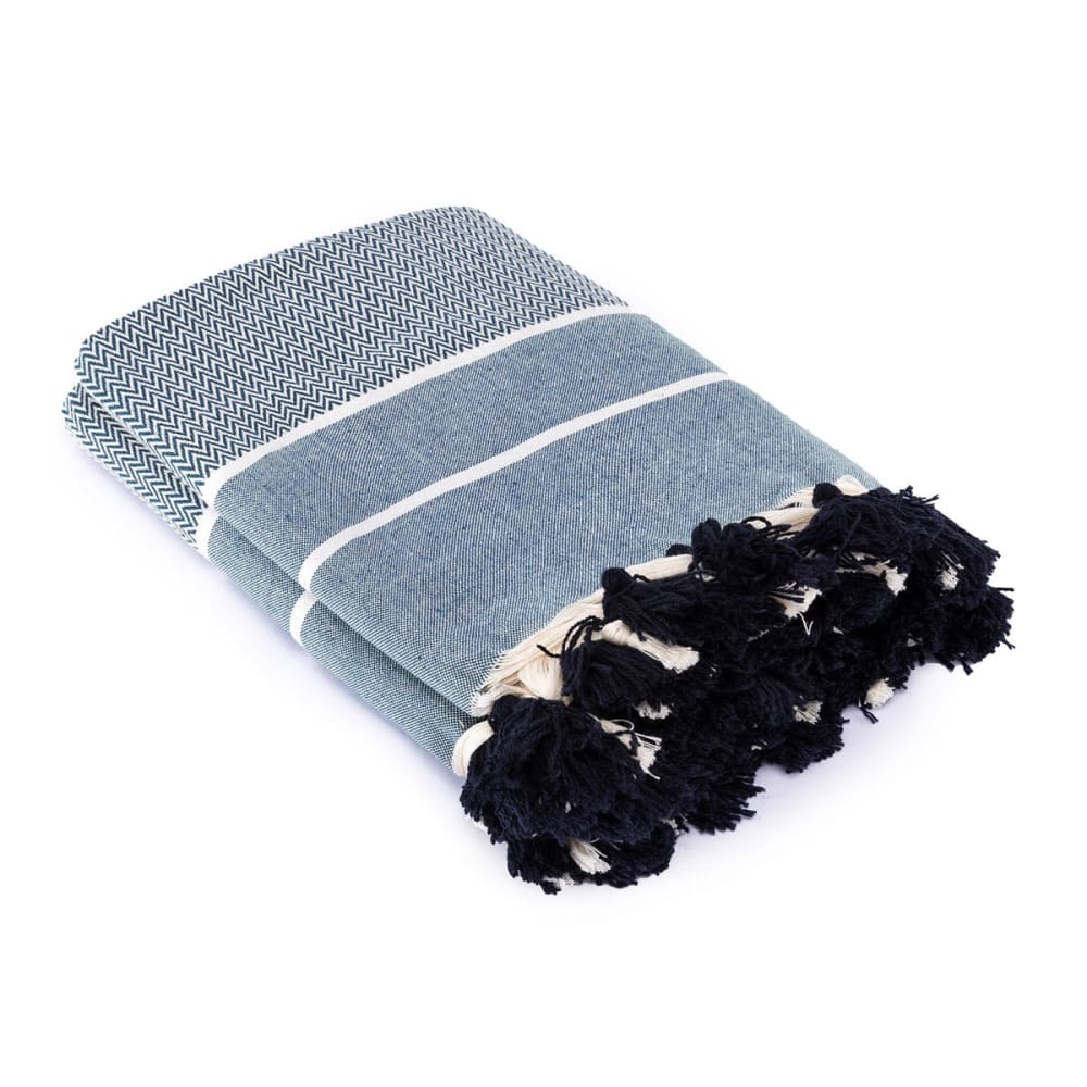 Plaid coton bleu pétrole 130x170