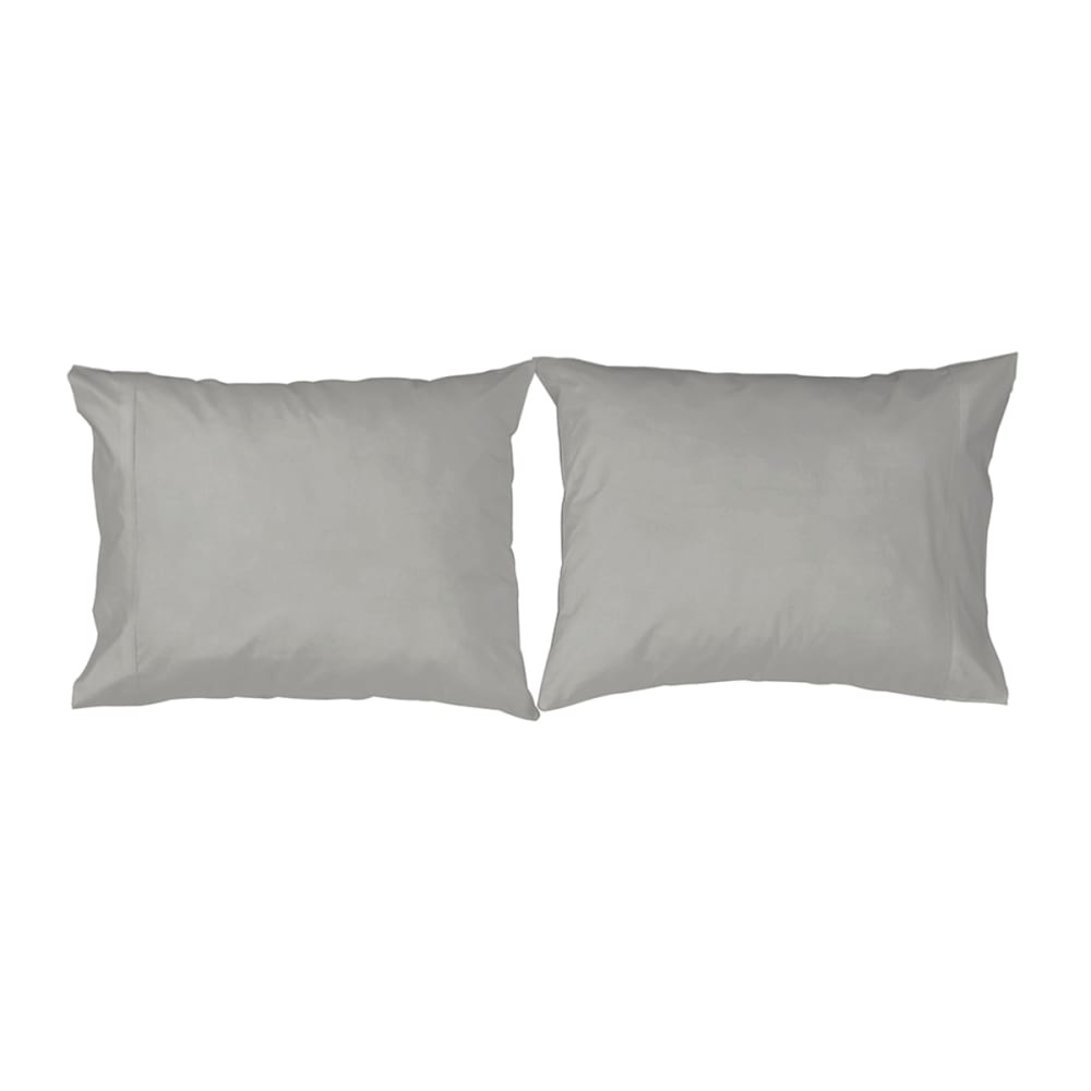 2 taies d'oreiller en coton gris 50x75