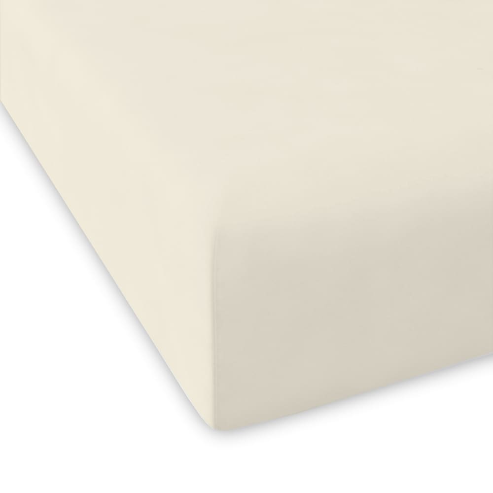 Drap housse en coton crème 160x200