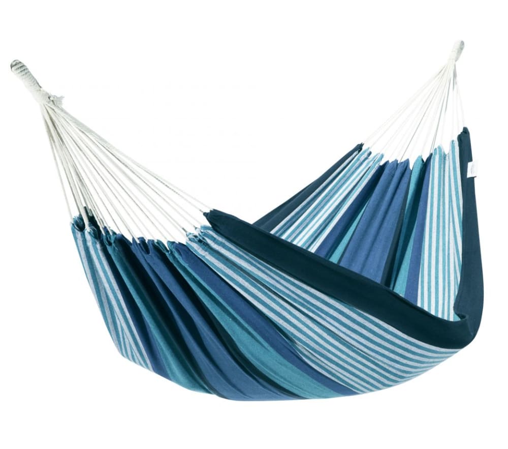 Hamac double en toile rayé bleu et vert