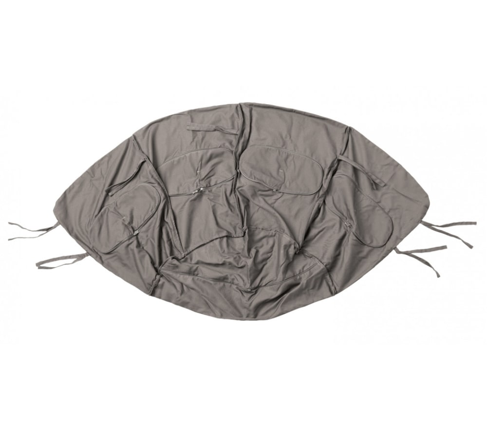 Fauteuil suspendu taupe avec structure en bois