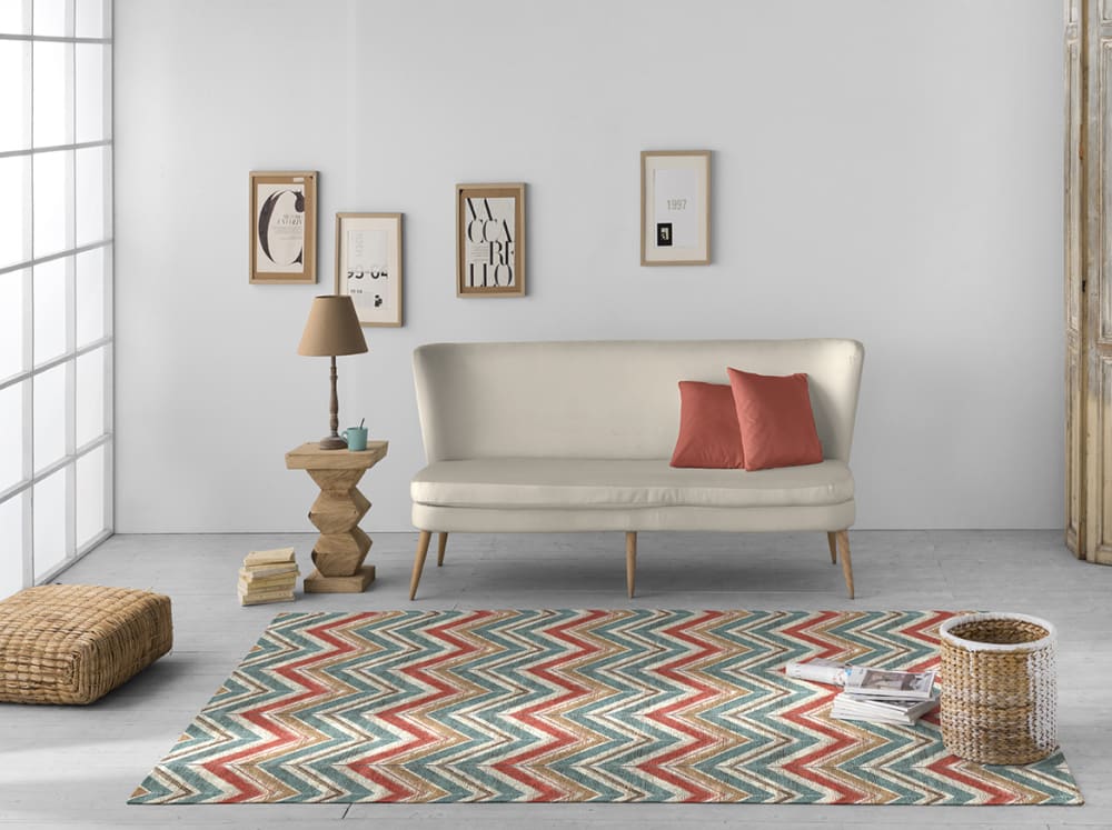 Tapis décoratif en coton en impression digital multicolore 120x170 - Maisons du Monde