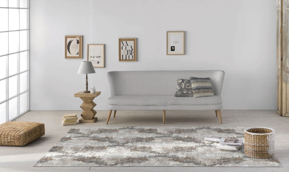 Tapis décoratif en coton en impression digital gris120x170 - Maisons du Monde