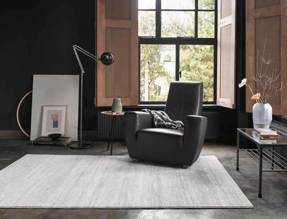 Tapis uni à velours ras gris chiné beige 200x133 — vue 3