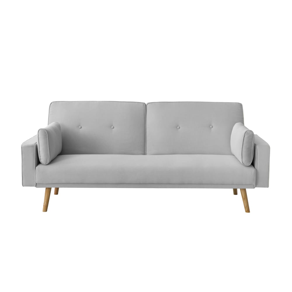 Canapé droit scandinave convertible 3 places en tissu - gris clair Canapé droit scandinave convertible 3 places en tissu - gris clair