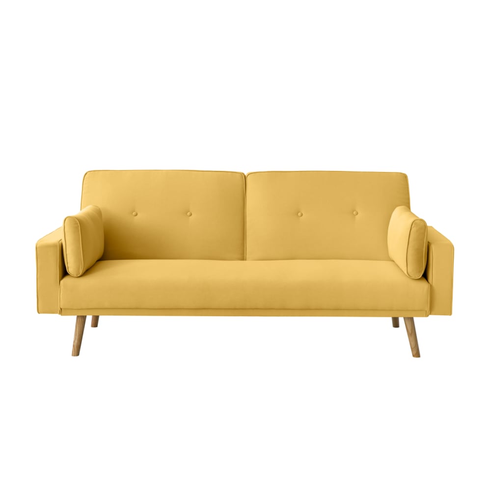 Canapé droit scandinave convertible 3 places en tissu - Jaune