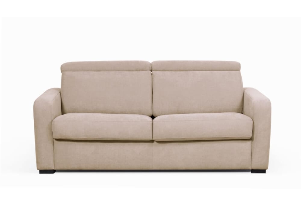 Canapé convertible couchage 140x190cm en tissu beige