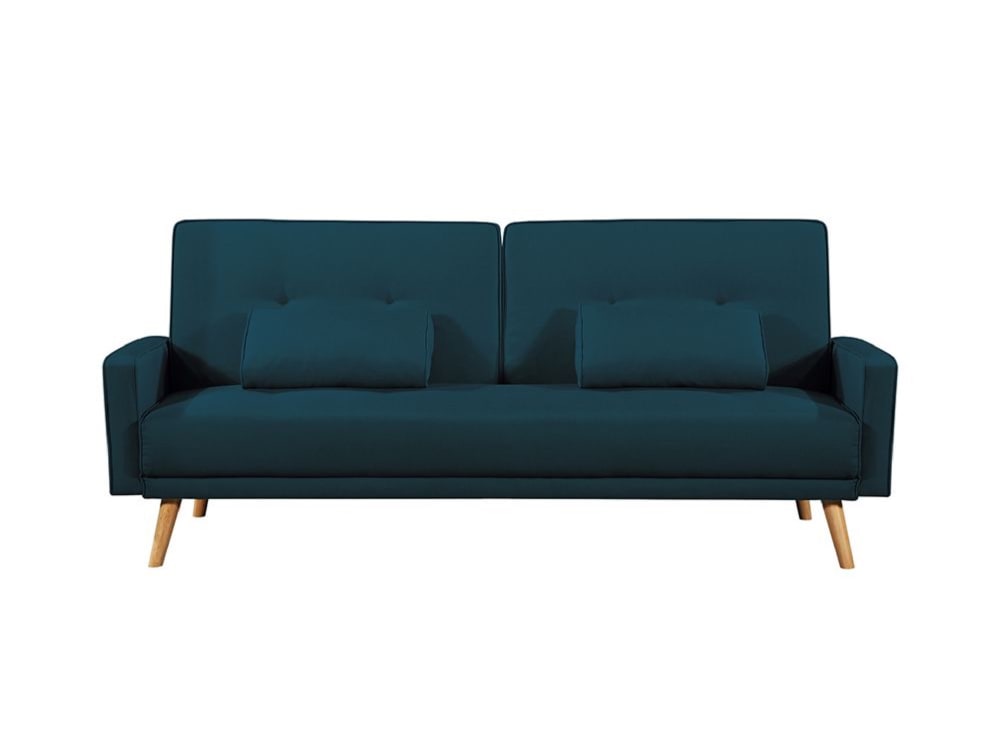 Canapé droit scandinave convertible 3 places en tissu - bleu Canapé droit scandinave convertible 3 places en tissu - bleu