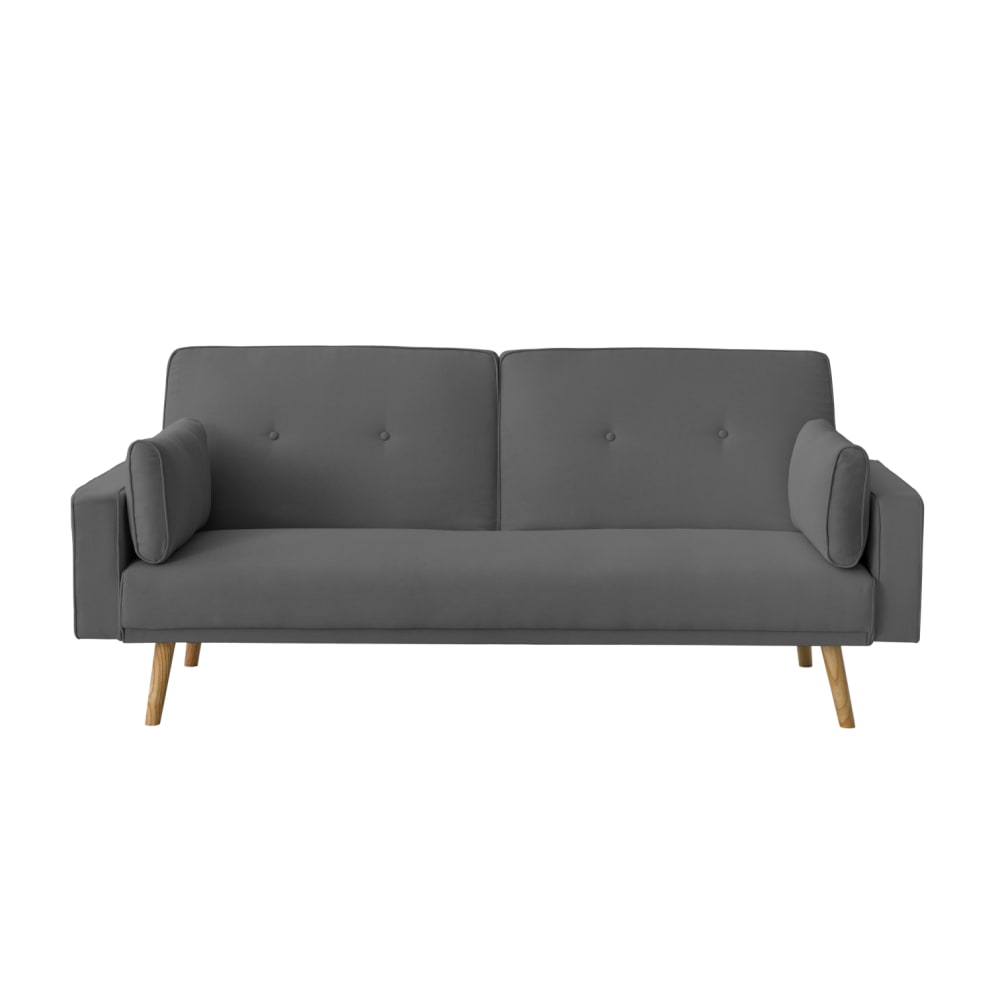 Canapé droit scandinave convertible 3 places en tissu - gris foncé Canapé droit scandinave convertible 3 places en tissu - gris foncé