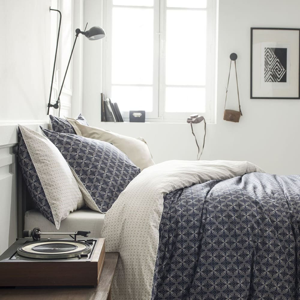 Housse de couette en coton bleu 200x200