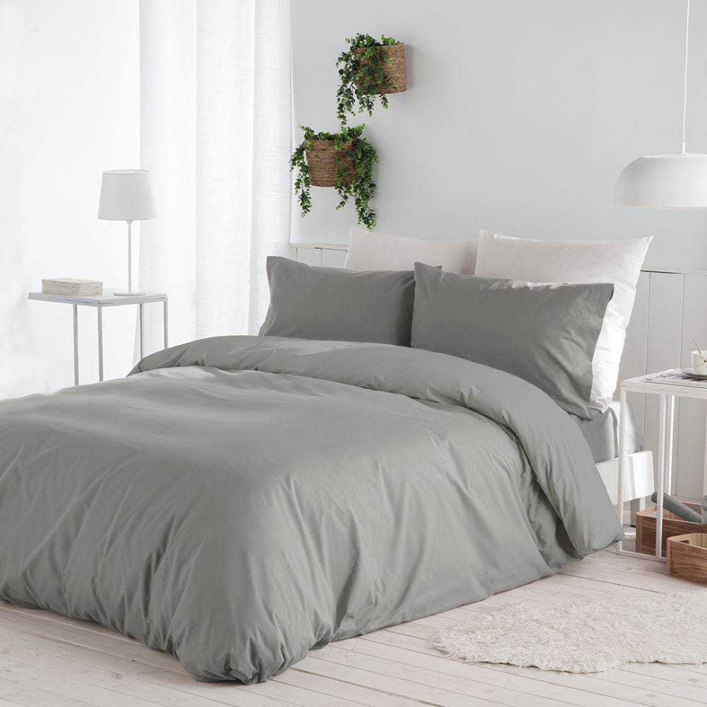 Housse de couette en coton 260x240 gris