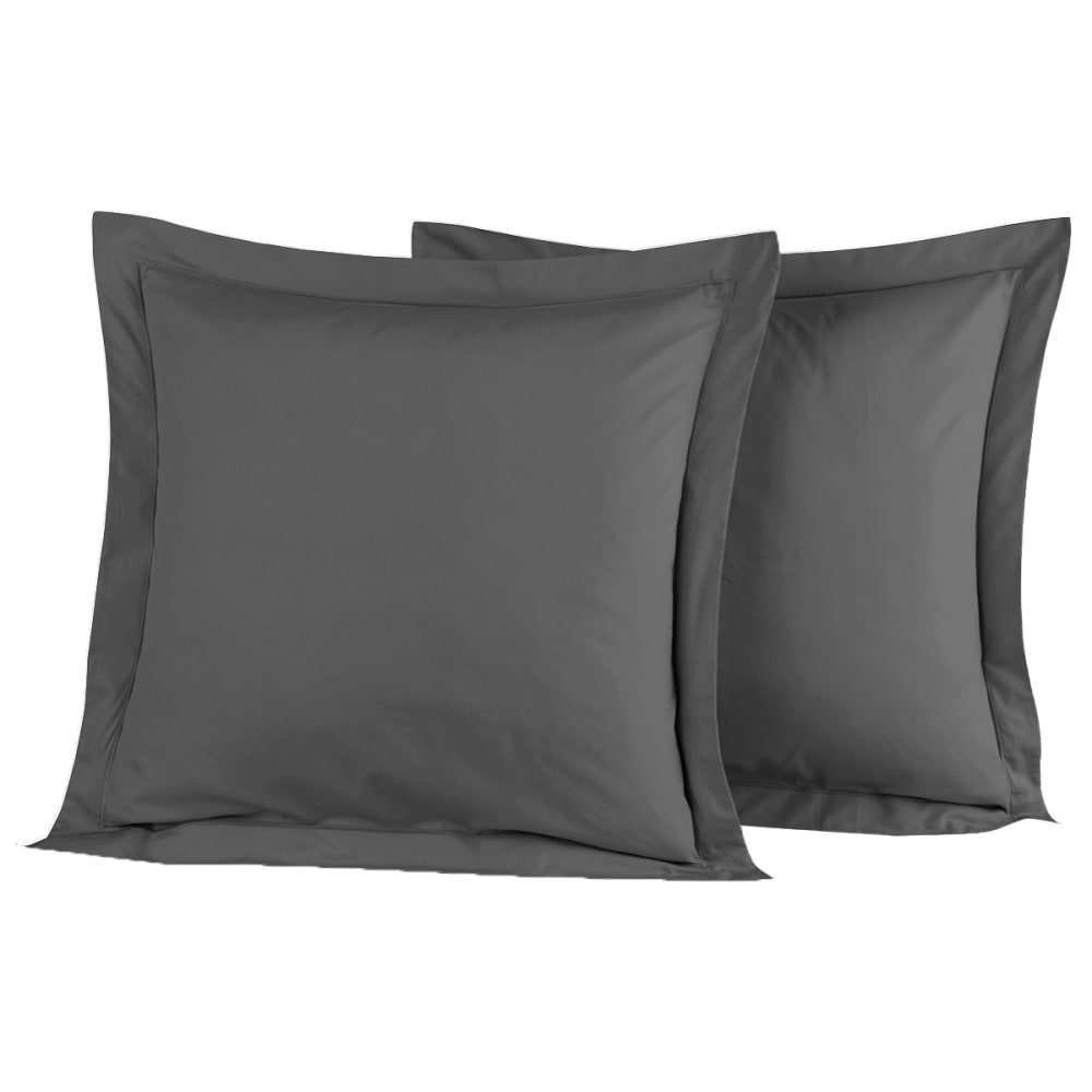 Llot de 2 taies d'oreiller en percale de coto anthracite 65x65 cm